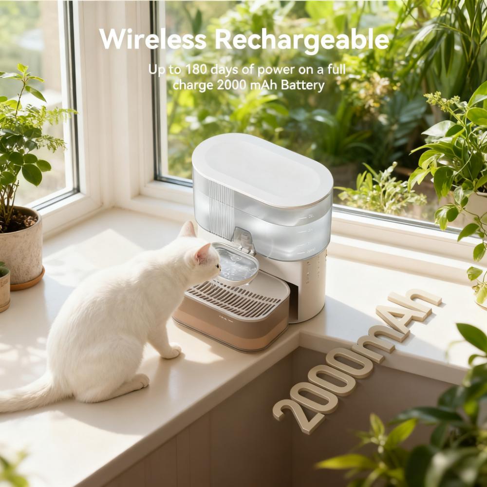 Stainless Steel Wireless Pet Fountain, 3.5L Large Capacity, Separate Wastewater System, No Filters Required – For Cats & Dogs