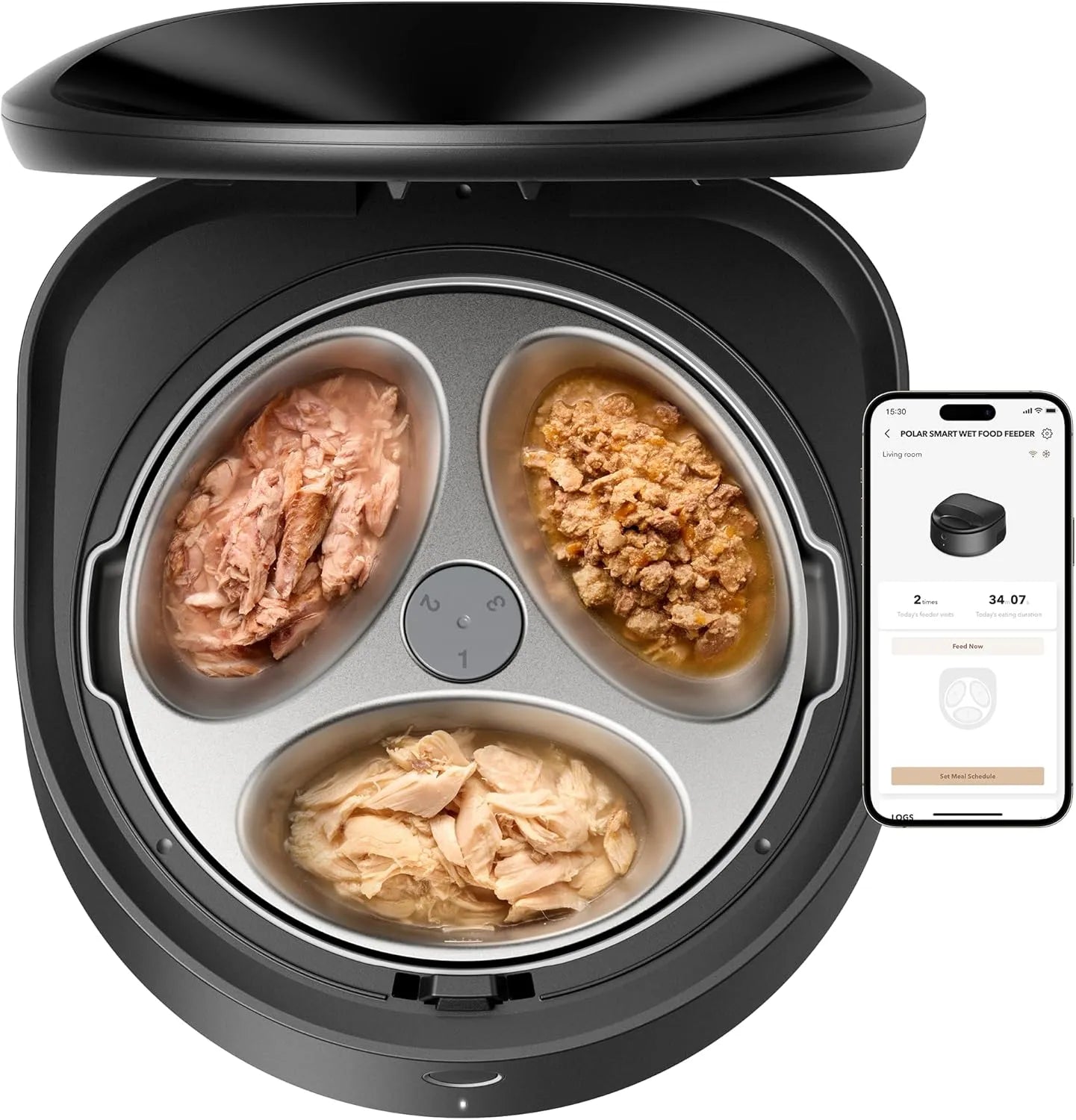 App-Controlled Wet Food Cat Feeder with Stainless Steel Bowl, Refrigerated 3-Day Meals, Semiconductor Cooling, Easy Cleaning