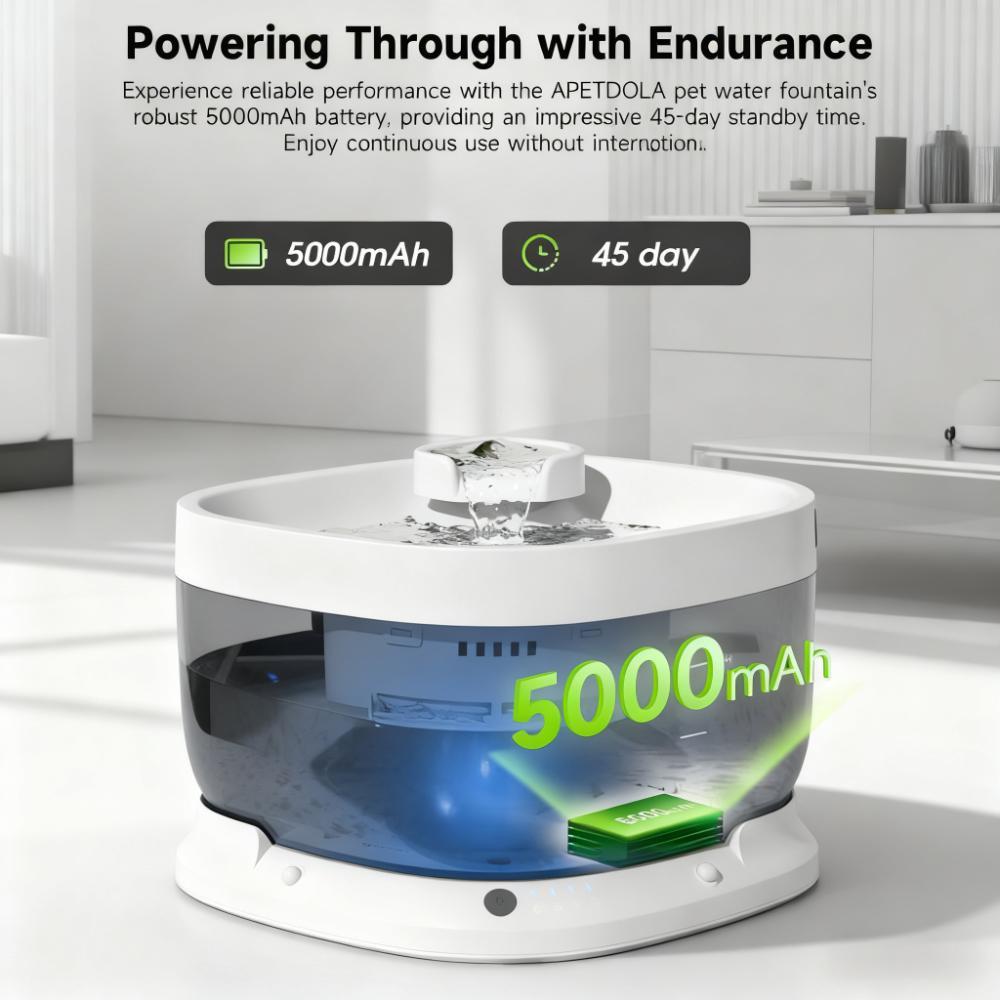 Wireless 7L Pet Fountain, Battery-Powered with Sensor & Multi-Layer Filtration (Filter Lifespan 2.5 Months)