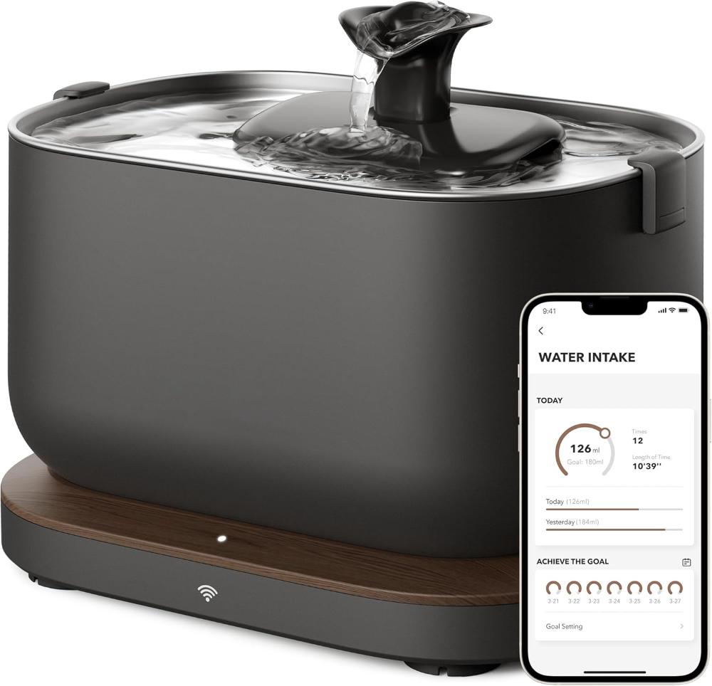 Automatic Cat Drinking Fountain, 2.5L Stainless Steel Bowl, App & Wi-Fi Enabled Smart Pet Fountain