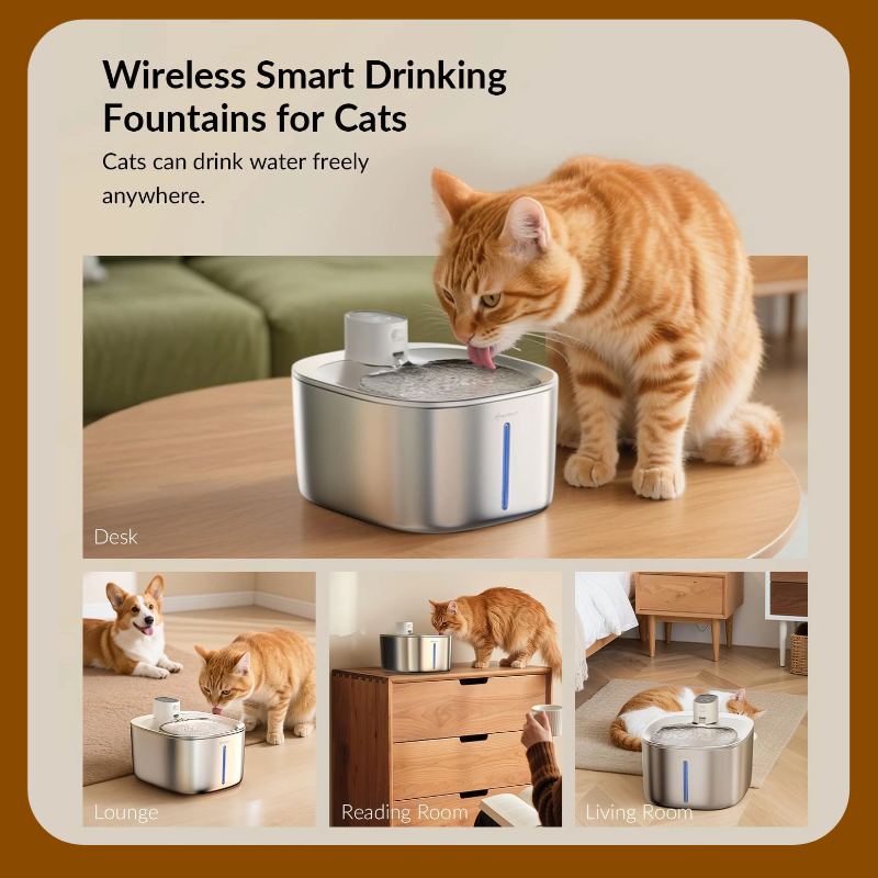 Best-Selling Wireless Smart Cat Fountain – Warm Water All Winter, Zero Cords, Just Comfort